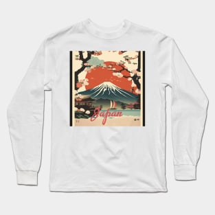 Japan Cherry Blossom Vintage Travel Art Poster Long Sleeve T-Shirt